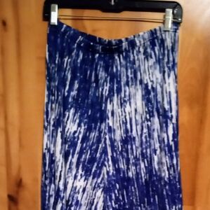 New Directions Women's Medium Lounge Pants Blue White Flared Legs